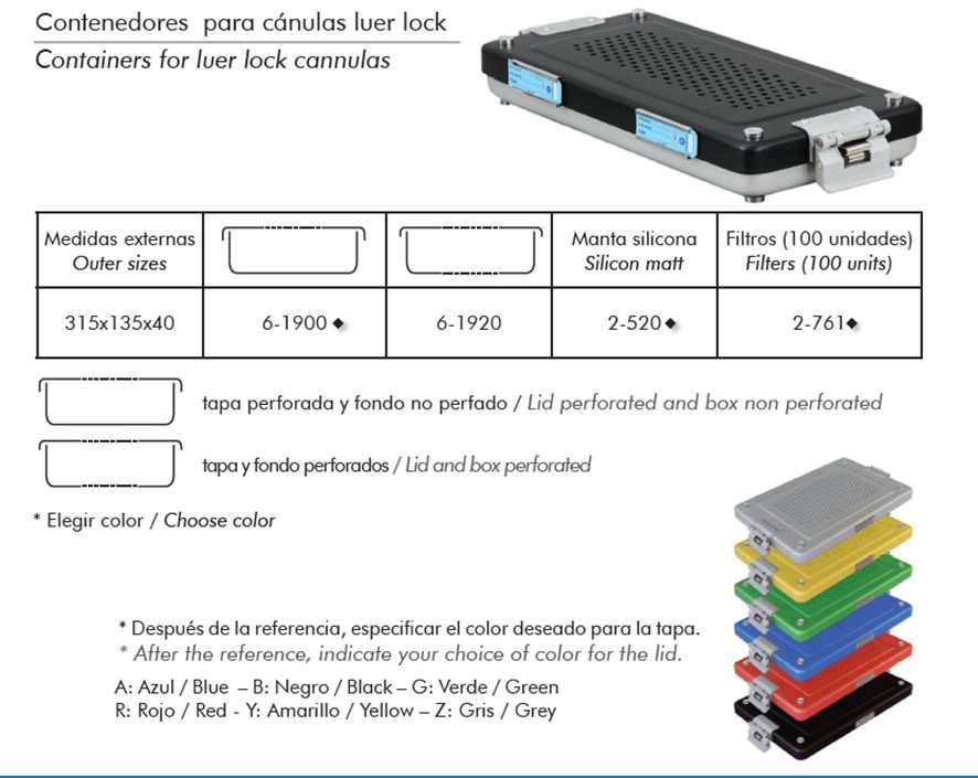 Contenedores para Cánulas Luer Lock Disamed